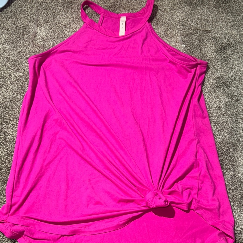 MTS Pink Sleeveless Tie Front Tank Top